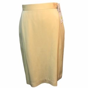 Liz Claiborne Collection Silk Skirt Yellow Size 10 Womens Career Wear